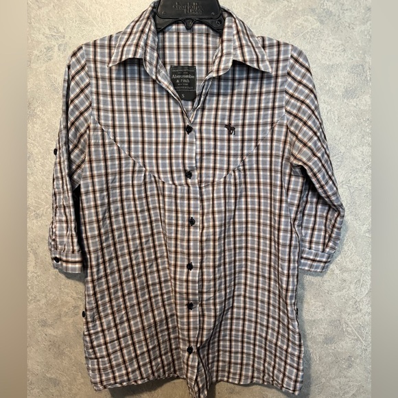 Abercrombie and fitch  Plaid button down collared top small - Picture 2 of 7